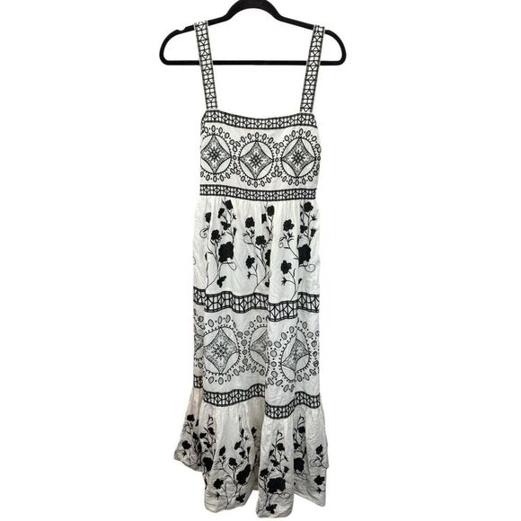 Karen Millen Floral & Geo Embroidered Cutout Maxi Dress US 8 NWT Cotton - Picture 9 of 13